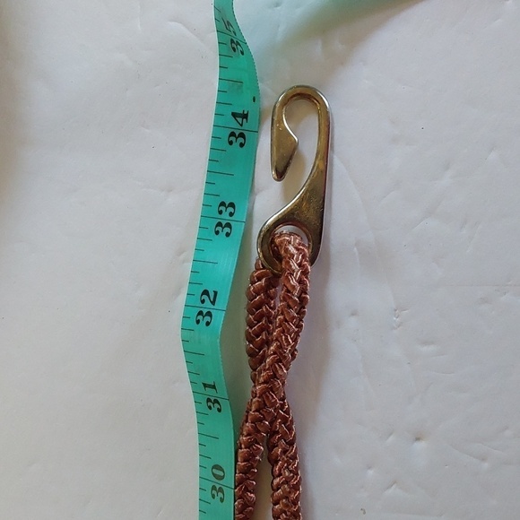 Women's Brown Cord Gold EMBLEM Beads Dress Belt Boho Neutral Sz. S/M - Picture 5 of 6